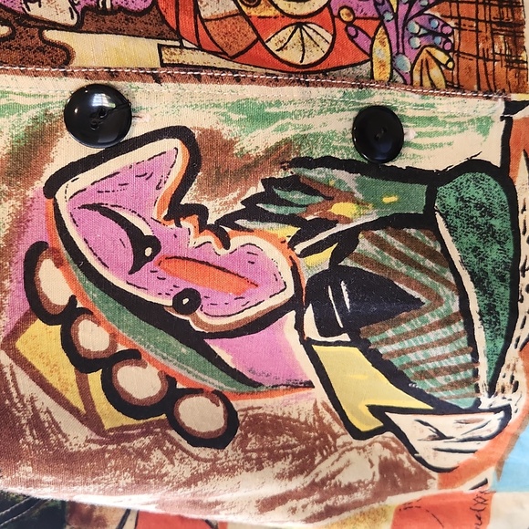 Art Deco Vintage 90s Picasso Jacket Bright Womens Fits Small Medium - Picture 2 of 11